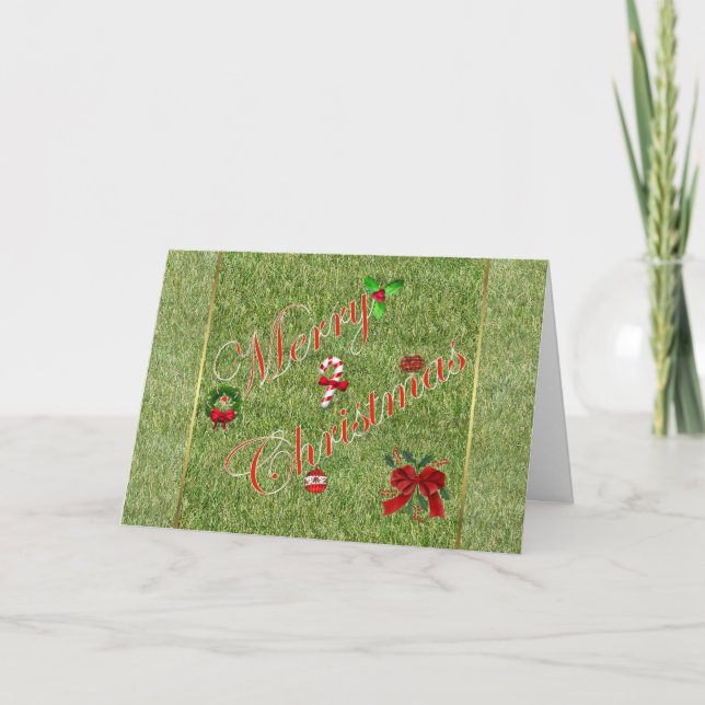 Merry Christmas gardener lawn care landscape Holiday Card (Front)