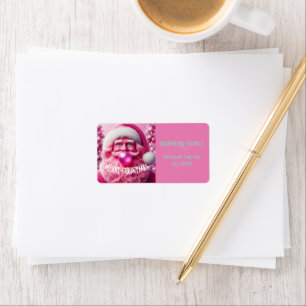 Merry Christmas Gay Retro Pink Mint Custom Label