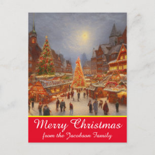 Merry Christmas German Market Greetings Kitsch Holiday Postcard