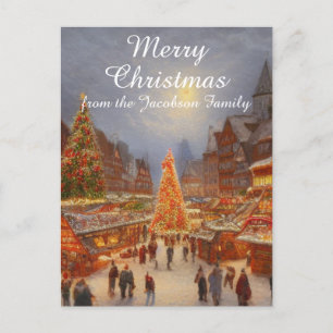 Merry Christmas German Market Greetings Kitsch Holiday Postcard