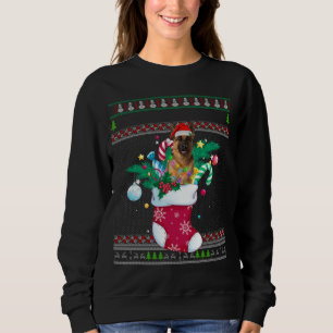 Merry Christmas German Shepherd Dog In Sock Funny Sweatshirt