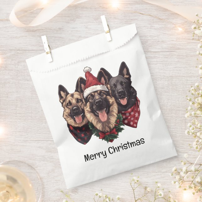 Merry Christmas German Shepherd Dogs Favour Bag (Clipped)
