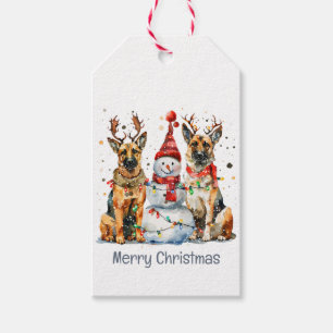 Merry Christmas German Shepherd Dogs Gift Tags