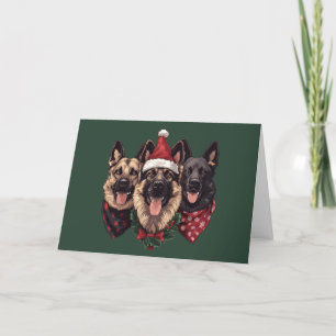 Merry Christmas German Shepherd Dogs Holiday Card