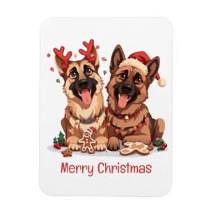 Merry Christmas German Shepherd Dogs Magnet