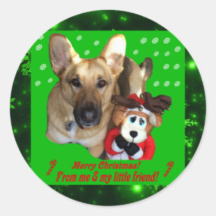 Merry Christmas German Shepherd Round Sticker