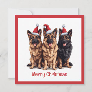 Merry Christmas German Shepherd Santa Dogs Holiday Card