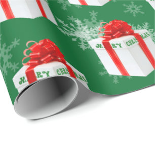 Merry Christmas Gift And Snowflakes Wrapping Paper