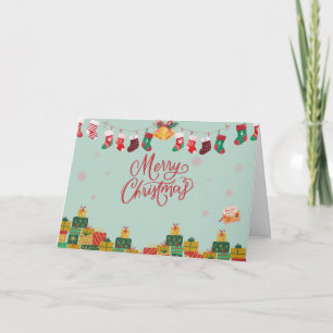 Merry Christmas Gift Boxes and Stockings  Card