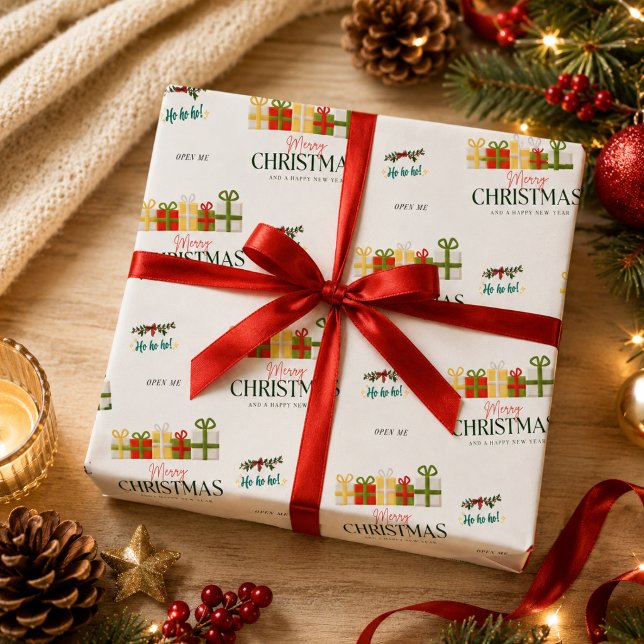 Merry Christmas Gift Boxes Holiday Wrapping Paper (Creator Uploaded)