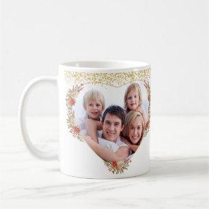 Merry Christmas Gift Family Photo Heart Ornament Coffee Mug