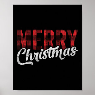 Merry Christmas Gift Family Xmas Red Buffalo Plaid Poster