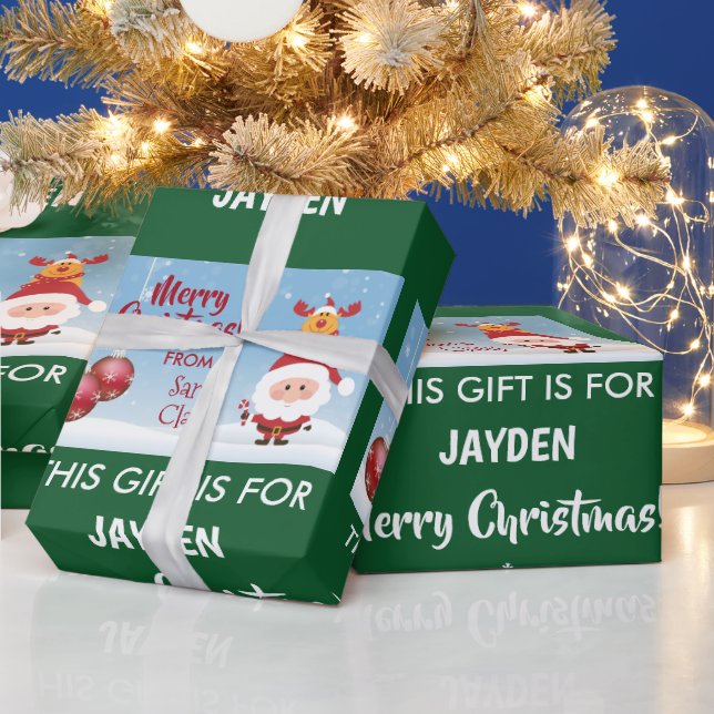 Merry Christmas, Gift From Santa Claus, Rudolph Wrapping Paper (Holidays)