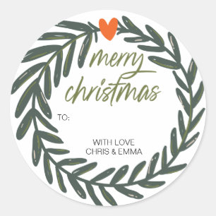 Merry Christmas Gift Label Personalised with Names