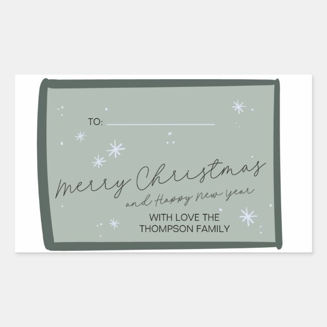 Merry Christmas Gift Label Personalized with Names (Front)