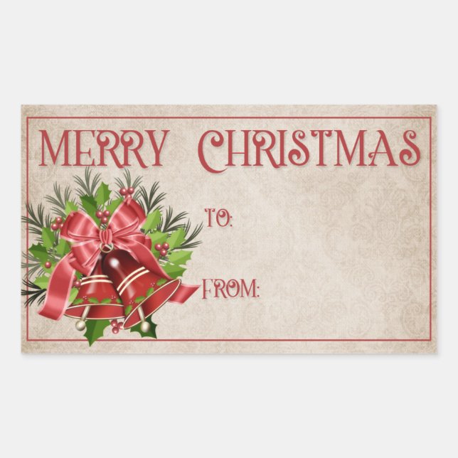 Merry Christmas Gift Labels | Red Bells (Front)
