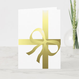 Merry Christmas Gift Ribbon gold Holiday Card