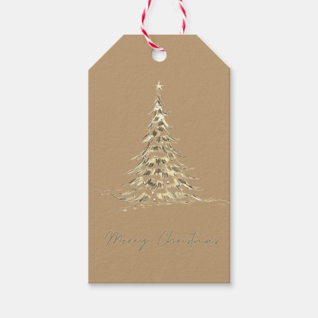 Merry Christmas Gift Tag | Elegant Christmas Tree (Front)