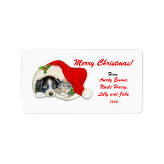 Merry Christmas Gift Tag Label - Personalized Name
