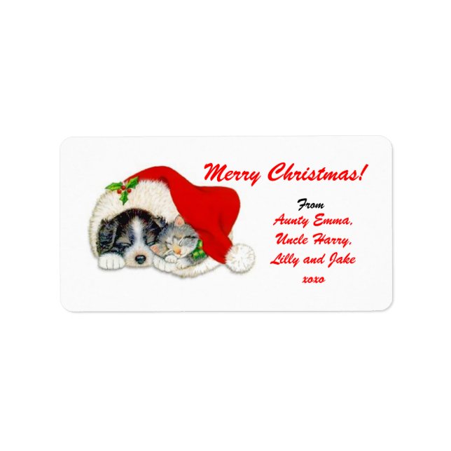 Merry Christmas Gift Tag Label - Personalized Name (Front)
