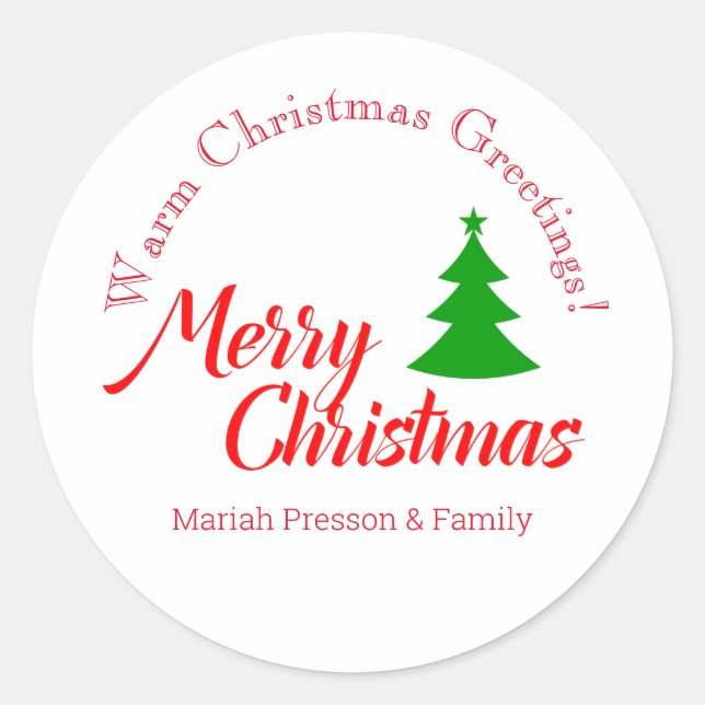 Merry Christmas Gift Tag Labels (Front)
