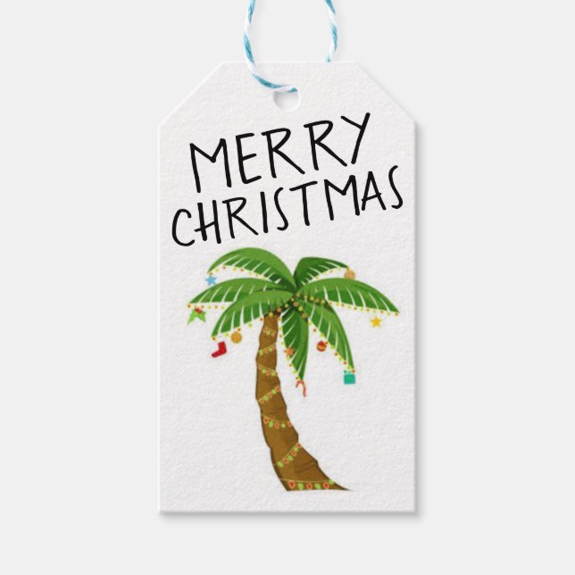 Merry Christmas Gift Tag Palm Tree (Front)