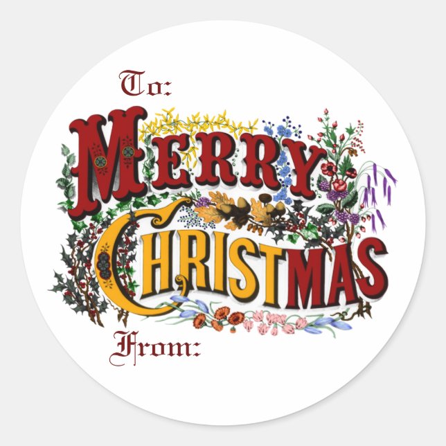 Merry Christmas Gift Tag Stickers (Front)