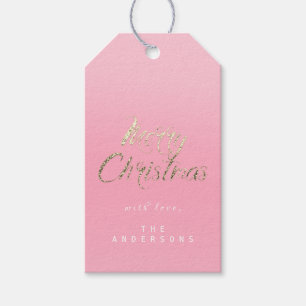 Merry Christmas Gift To Script Gold Bright Pink Ro Tags