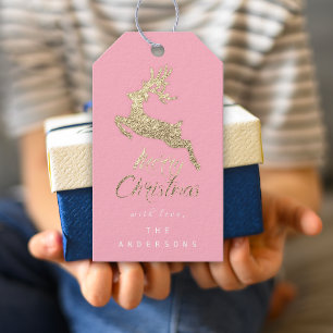 Merry Christmas Gift To Script Gold Grey Pink Past Gift Tags