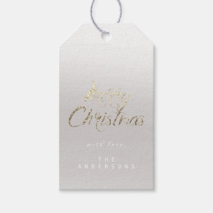 Merry Christmas Gift To Script Gold Ombre Grey Lux Gift Tags