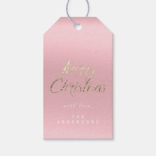 Merry Christmas Gift To Script Gold Pastel Pink Gift Tags