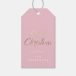 Merry Christmas Gift To Script Gold Pink Blue Tags