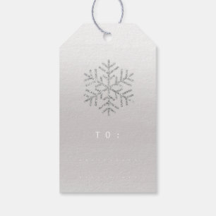 Merry Christmas Gift To Script Silver Grey Blue Gift Tags
