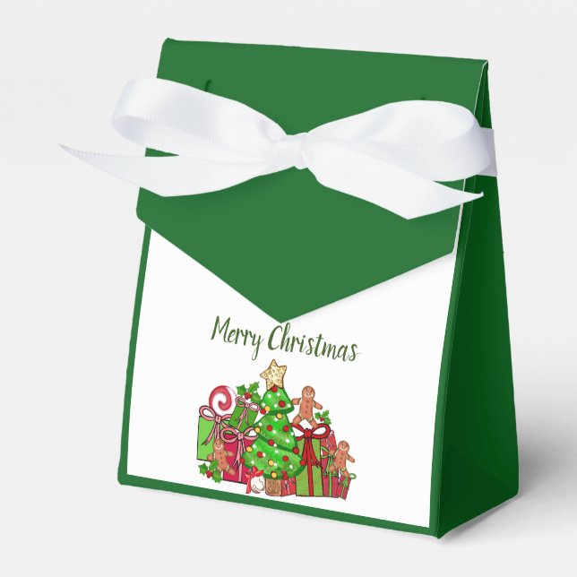 Merry Christmas Gifts Around The Tree Favor Box (Front Side)