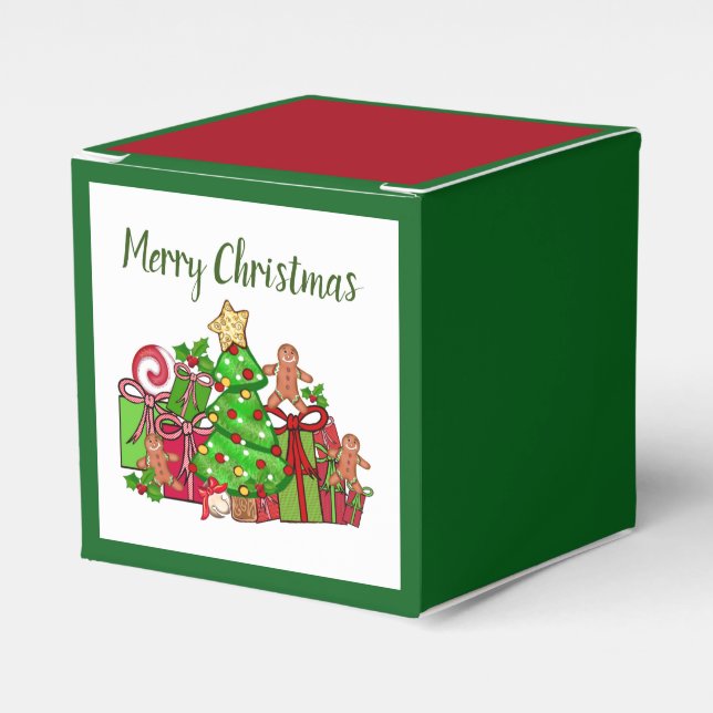 Merry Christmas Gifts Around The Tree Favor Box (Front Side)