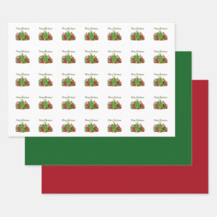Merry Christmas Gifts Around The Tree Wrapping Paper Sheet