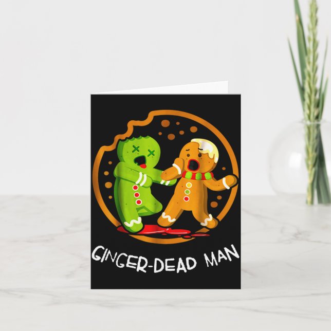 Merry Christmas Ginger-dead Man Cookie Zombie Xmas Card (Front)