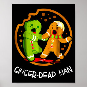 Merry Christmas Ginger-dead Man Cookie Zombie Xmas Poster
