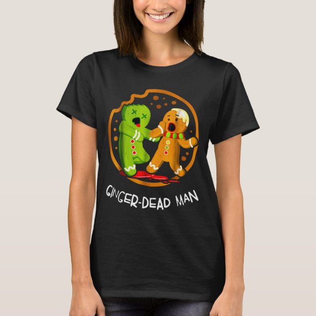 Merry Christmas Ginger-dead Man Cookie Zombie Xmas T-Shirt (Front)