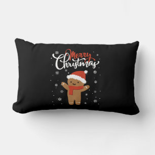 Merry christmas gingerbread christmas cookie lumbar pillow
