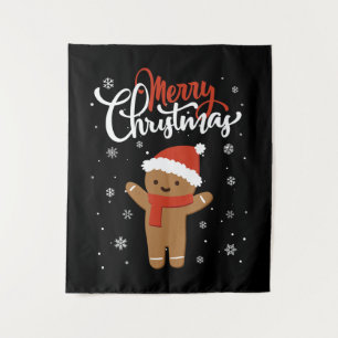 Merry christmas gingerbread christmas cookie tapestry