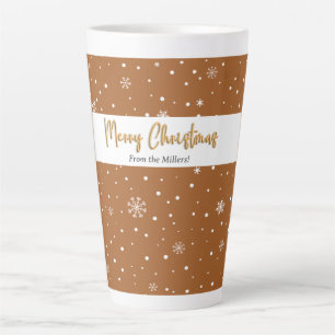 Merry Christmas Gingerbread Color Snowflake   Latte Mug