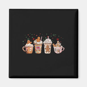 Merry Christmas Gingerbread Cookie Coffee Cups Lat Magnet