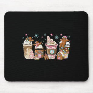 Merry Christmas Gingerbread Cookie Coffee Cups Lat Mouse Pad