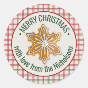Merry Christmas   Gingerbread Cookie Custom Classic Round Sticker