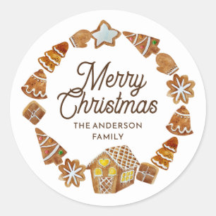 Merry Christmas Gingerbread Cookies  Classic Round Sticker