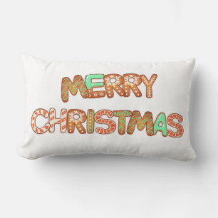 Merry Christmas Gingerbread Cookies Lumbar Pillow