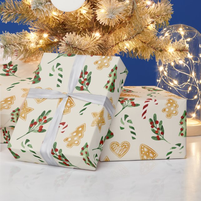 Merry Christmas Gingerbread Cookies Wrapping Paper (Holidays)