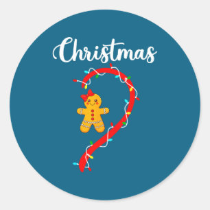 Merry Christmas Gingerbread Couples Xmas Pajamas M Classic Round Sticker