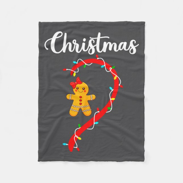 Merry Christmas Gingerbread Couples Xmas Pajamas M Fleece Blanket (Front)